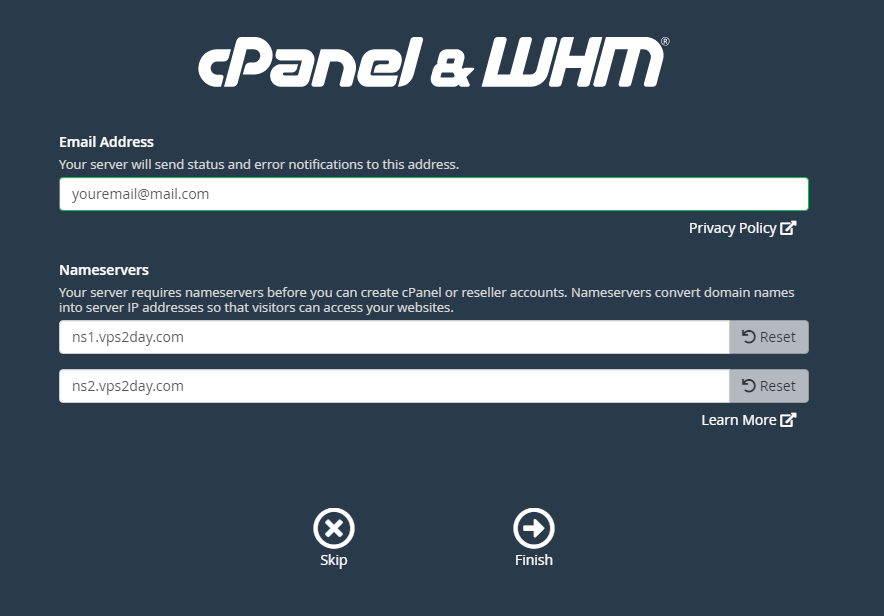 cPanel DNS setup