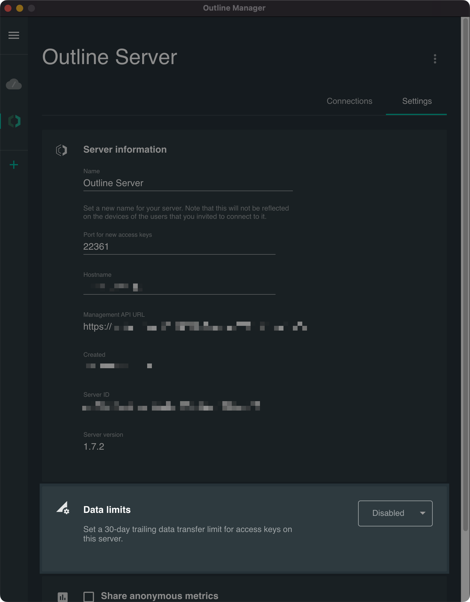 Outline Manager - Global Data Limits